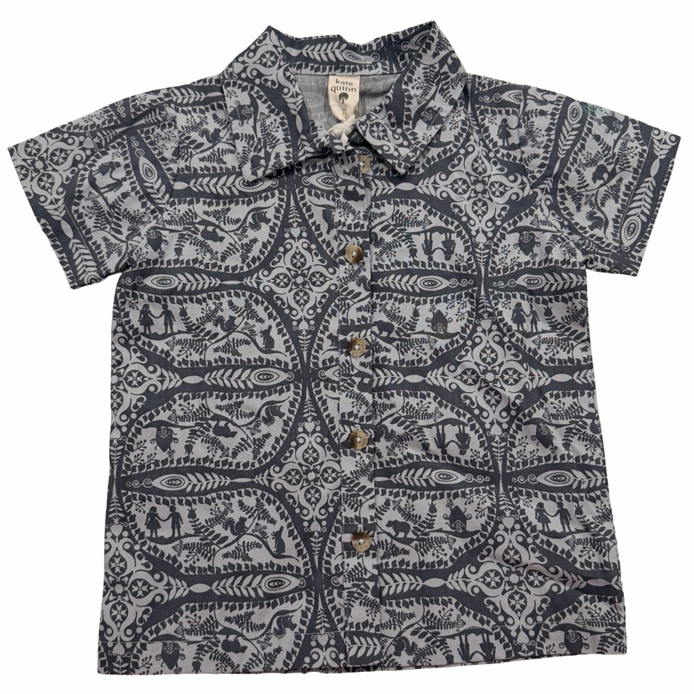 Kate Quinn Fauna Print Organic Cotton Button Up Shirt 18–24M NWT